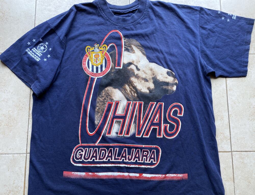 Chivas Guadalajara Mexico 90s Bootleg GOAT T-shirt XL navy FMF football vintage